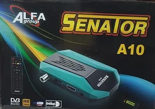 رسيفر سيناتور، ميني HD، منفذين USB، أخضر/أسود - Senator A10